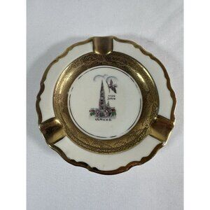 VINTAGE RARE- ASHTRAY - 3 3/4" ROUND - GOLD TRIM